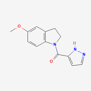 molecular formula C13H13N3O2 B7623769 (5-methoxy-2,3-dihydroindol-1-yl)-(1H-pyrazol-5-yl)methanone 