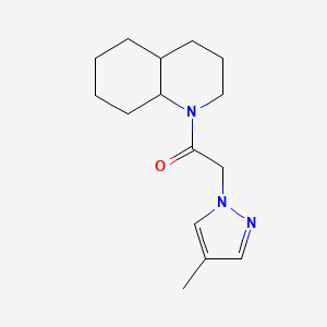 molecular formula C15H23N3O B7623772 1-(3,4,4a,5,6,7,8,8a-octahydro-2H-quinolin-1-yl)-2-(4-methylpyrazol-1-yl)ethanone 