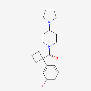 molecular formula C20H27FN2O B7623775 [1-(3-Fluorophenyl)cyclobutyl]-(4-pyrrolidin-1-ylpiperidin-1-yl)methanone 