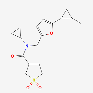 molecular formula C17H23NO4S B7623816 N-cyclopropyl-N-[[5-(2-methylcyclopropyl)furan-2-yl]methyl]-1,1-dioxothiolane-3-carboxamide 