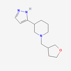 molecular formula C13H21N3O B7623824 1-(oxolan-3-ylmethyl)-3-(1H-pyrazol-5-yl)piperidine 