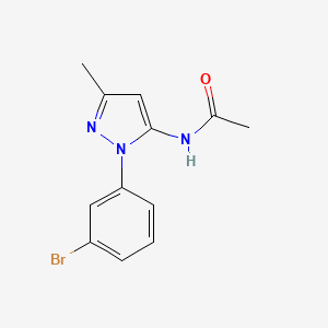 molecular formula C12H12BrN3O B7623935 N-[2-(3-bromophenyl)-5-methylpyrazol-3-yl]acetamide 