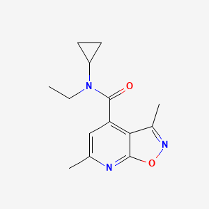 molecular formula C14H17N3O2 B7624011 N-cyclopropyl-N-ethyl-3,6-dimethyl-[1,2]oxazolo[5,4-b]pyridine-4-carboxamide 