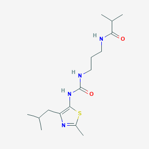 molecular formula C16H28N4O2S B7624057 2-methyl-N-[3-[[2-methyl-4-(2-methylpropyl)-1,3-thiazol-5-yl]carbamoylamino]propyl]propanamide 