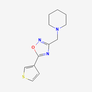 molecular formula C12H15N3OS B7624065 3-(Piperidin-1-ylmethyl)-5-thiophen-3-yl-1,2,4-oxadiazole 