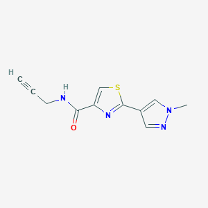 molecular formula C11H10N4OS B7624066 2-(1-methylpyrazol-4-yl)-N-prop-2-ynyl-1,3-thiazole-4-carboxamide 