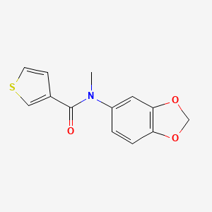 molecular formula C13H11NO3S B7624090 N-(1,3-benzodioxol-5-yl)-N-methylthiophene-3-carboxamide 