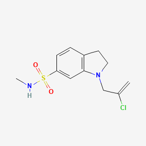 molecular formula C12H15ClN2O2S B7624191 1-(2-chloroprop-2-enyl)-N-methyl-2,3-dihydroindole-6-sulfonamide 