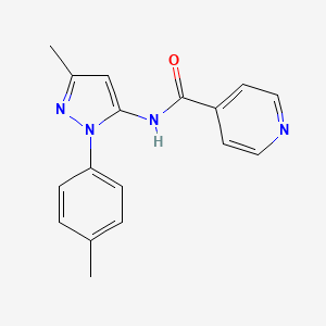 molecular formula C17H16N4O B7624309 N-[5-methyl-2-(4-methylphenyl)pyrazol-3-yl]pyridine-4-carboxamide 