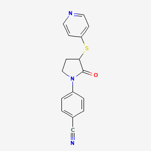 4-(2-Oxo-3-pyridin-4-ylsulfanylpyrrolidin-1-yl)benzonitrile