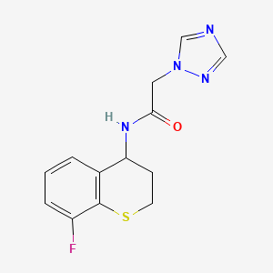 molecular formula C13H13FN4OS B7624406 N-(8-fluoro-3,4-dihydro-2H-thiochromen-4-yl)-2-(1,2,4-triazol-1-yl)acetamide 