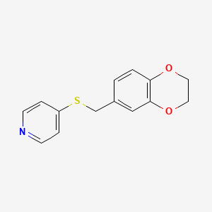 molecular formula C14H13NO2S B7624407 4-(2,3-Dihydro-1,4-benzodioxin-6-ylmethylsulfanyl)pyridine 