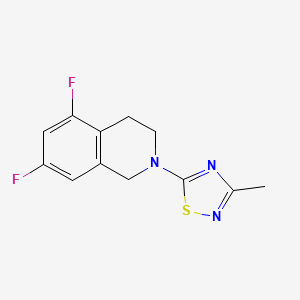 molecular formula C12H11F2N3S B7624522 5-(5,7-difluoro-3,4-dihydro-1H-isoquinolin-2-yl)-3-methyl-1,2,4-thiadiazole 