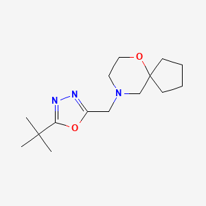 molecular formula C15H25N3O2 B7624558 9-[(5-Tert-butyl-1,3,4-oxadiazol-2-yl)methyl]-6-oxa-9-azaspiro[4.5]decane 