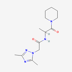 molecular formula C14H23N5O2 B7624629 2-(3,5-dimethyl-1,2,4-triazol-1-yl)-N-(1-oxo-1-piperidin-1-ylpropan-2-yl)acetamide 