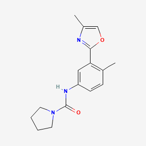 molecular formula C16H19N3O2 B7624643 N-[4-methyl-3-(4-methyl-1,3-oxazol-2-yl)phenyl]pyrrolidine-1-carboxamide 