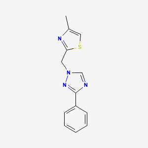 molecular formula C13H12N4S B7624675 4-Methyl-2-[(3-phenyl-1,2,4-triazol-1-yl)methyl]-1,3-thiazole 