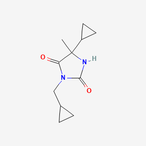 molecular formula C11H16N2O2 B7624684 5-Cyclopropyl-3-(cyclopropylmethyl)-5-methylimidazolidine-2,4-dione 