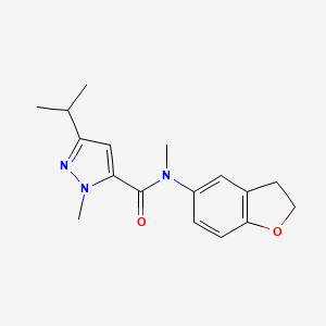 molecular formula C17H21N3O2 B7624730 N-(2,3-dihydro-1-benzofuran-5-yl)-N,2-dimethyl-5-propan-2-ylpyrazole-3-carboxamide 