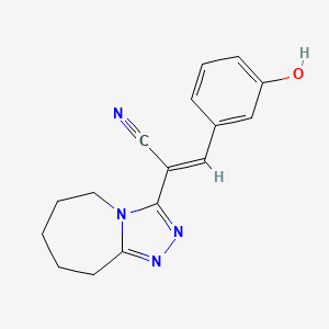 molecular formula C16H16N4O B7624873 (E)-3-(3-hydroxyphenyl)-2-(6,7,8,9-tetrahydro-5H-[1,2,4]triazolo[4,3-a]azepin-3-yl)prop-2-enenitrile 