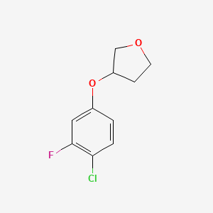 molecular formula C10H10ClFO2 B7624897 3-(4-Chloro-3-fluorophenoxy)oxolane 