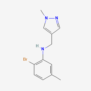 molecular formula C12H14BrN3 B7624942 2-bromo-5-methyl-N-[(1-methylpyrazol-4-yl)methyl]aniline 