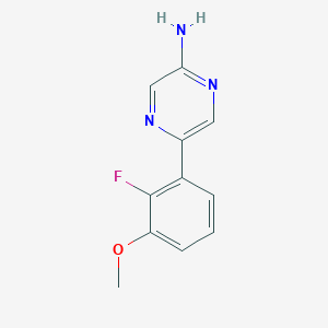 molecular formula C11H10FN3O B7625004 5-(2-Fluoro-3-methoxyphenyl)pyrazin-2-amine 