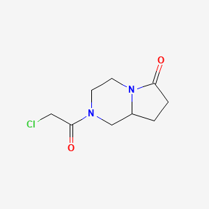 molecular formula C9H13ClN2O2 B7625062 2-(2-Chloroacetyl)-1,3,4,7,8,8a-hexahydropyrrolo[1,2-a]pyrazin-6-one 