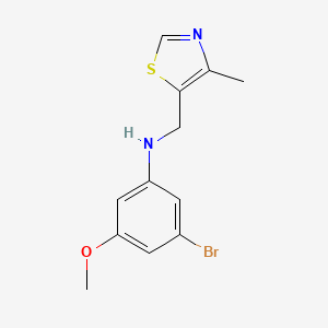 molecular formula C12H13BrN2OS B7625065 3-bromo-5-methoxy-N-[(4-methyl-1,3-thiazol-5-yl)methyl]aniline 