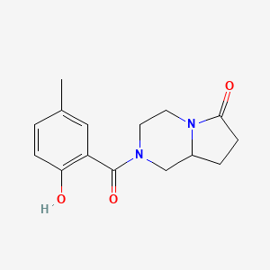 molecular formula C15H18N2O3 B7625067 2-(2-Hydroxy-5-methylbenzoyl)-1,3,4,7,8,8a-hexahydropyrrolo[1,2-a]pyrazin-6-one 