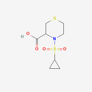 molecular formula C8H13NO4S2 B7625098 4-Cyclopropylsulfonylthiomorpholine-3-carboxylic acid 