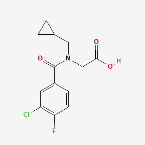 molecular formula C13H13ClFNO3 B7625106 2-[(3-Chloro-4-fluorobenzoyl)-(cyclopropylmethyl)amino]acetic acid 