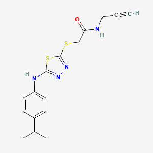 2-[[5-(4-propan-2-ylanilino)-1,3,4-thiadiazol-2-yl]sulfanyl]-N-prop-2-ynylacetamide