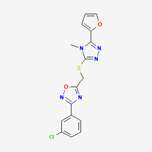 3-(3-Chlorophenyl)-5-[[5-(furan-2-yl)-4-methyl-1,2,4-triazol-3-yl]sulfanylmethyl]-1,2,4-oxadiazole