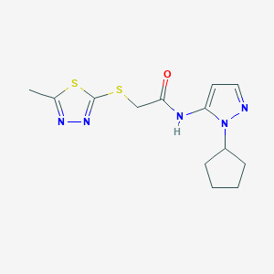 N-(2-cyclopentylpyrazol-3-yl)-2-[(5-methyl-1,3,4-thiadiazol-2-yl)sulfanyl]acetamide