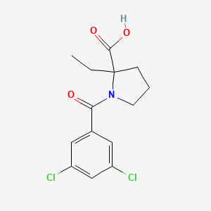 molecular formula C14H15Cl2NO3 B7625252 1-(3,5-Dichlorobenzoyl)-2-ethylpyrrolidine-2-carboxylic acid 