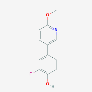 molecular formula C12H10FNO2 B7625309 2-Fluoro-4-(6-methoxypyridin-3-yl)phenol 