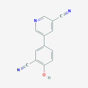 molecular formula C13H7N3O B7625327 5-(3-Cyano-4-hydroxyphenyl)pyridine-3-carbonitrile 