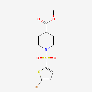 molecular formula C11H14BrNO4S2 B7625343 Methyl 1-(5-bromothiophen-2-yl)sulfonylpiperidine-4-carboxylate 