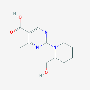 molecular formula C12H17N3O3 B7625364 2-[2-(Hydroxymethyl)piperidin-1-yl]-4-methylpyrimidine-5-carboxylic acid 