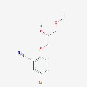 molecular formula C12H14BrNO3 B7625374 5-Bromo-2-(3-ethoxy-2-hydroxypropoxy)benzonitrile 