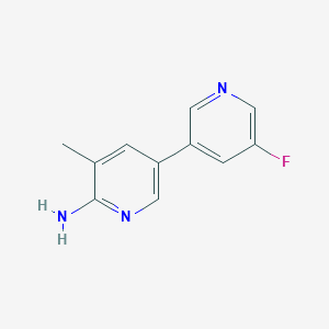 molecular formula C11H10FN3 B7625384 5-(5-Fluoropyridin-3-yl)-3-methylpyridin-2-amine 