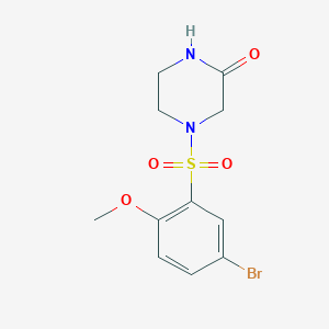 molecular formula C11H13BrN2O4S B7625408 4-(5-Bromo-2-methoxyphenyl)sulfonylpiperazin-2-one 