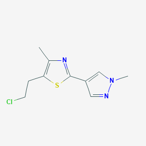 molecular formula C10H12ClN3S B7625478 5-(2-Chloroethyl)-4-methyl-2-(1-methylpyrazol-4-yl)-1,3-thiazole 