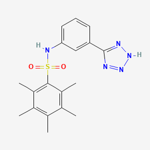 molecular formula C18H21N5O2S B7625534 2,3,4,5,6-pentamethyl-N-[3-(2H-tetrazol-5-yl)phenyl]benzenesulfonamide 