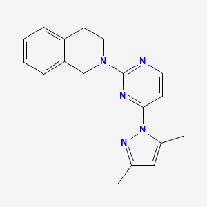 molecular formula C18H19N5 B7625545 2-[4-(3,5-dimethyl-1H-pyrazol-1-yl)-2-pyrimidinyl]-1,2,3,4-tetrahydroisoquinoline 