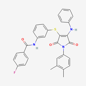 N~1~-(3-{[4-anilino-1-(3,4-dimethylphenyl)-2,5-dioxo-2,5-dihydro-1H-pyrrol-3-yl]sulfanyl}phenyl)-4-fluorobenzamide