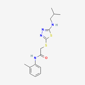 molecular formula C15H20N4OS2 B7625644 N-(2-methylphenyl)-2-[[5-(2-methylpropylamino)-1,3,4-thiadiazol-2-yl]sulfanyl]acetamide 