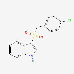 molecular formula C15H12ClNO2S B7625694 3-[(4-chlorophenyl)methylsulfonyl]-1H-indole 