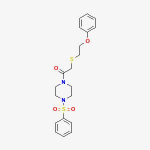 molecular formula C20H24N2O4S2 B7625699 1-[4-(Benzenesulfonyl)piperazin-1-yl]-2-(2-phenoxyethylsulfanyl)ethanone 